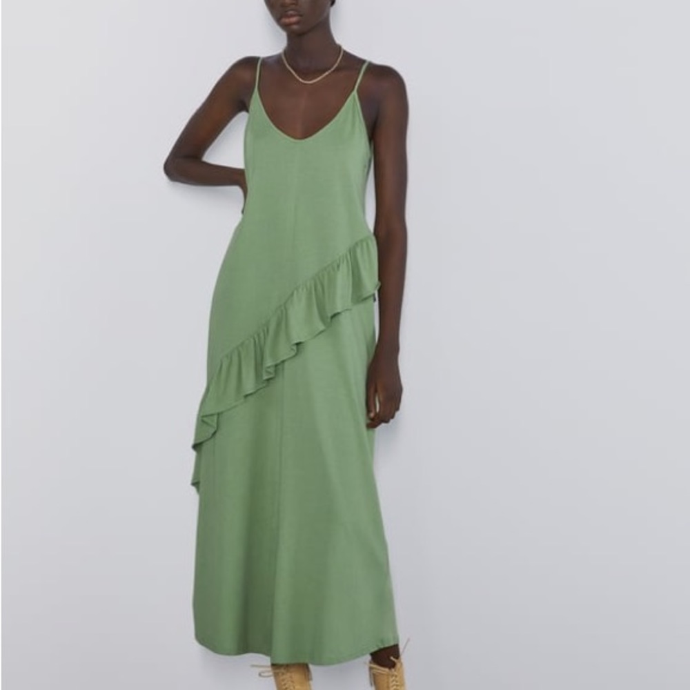 ZARA ruffle maxi dress